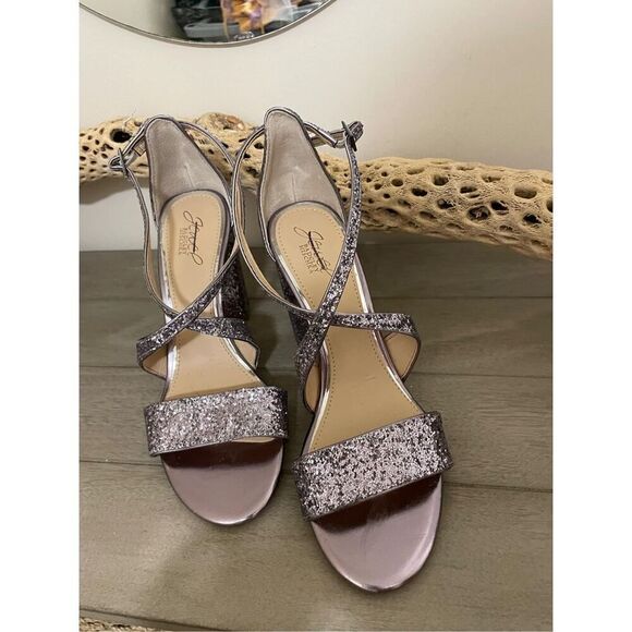 Jewel Badgley Mischka Cook Block Heel Glitter Sandal Size 8.5 new - Picture 3 of 7
